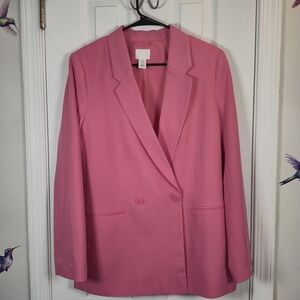 H&M Pink Oversized Double Breasted Blazer – Chic Spring Layer Size S